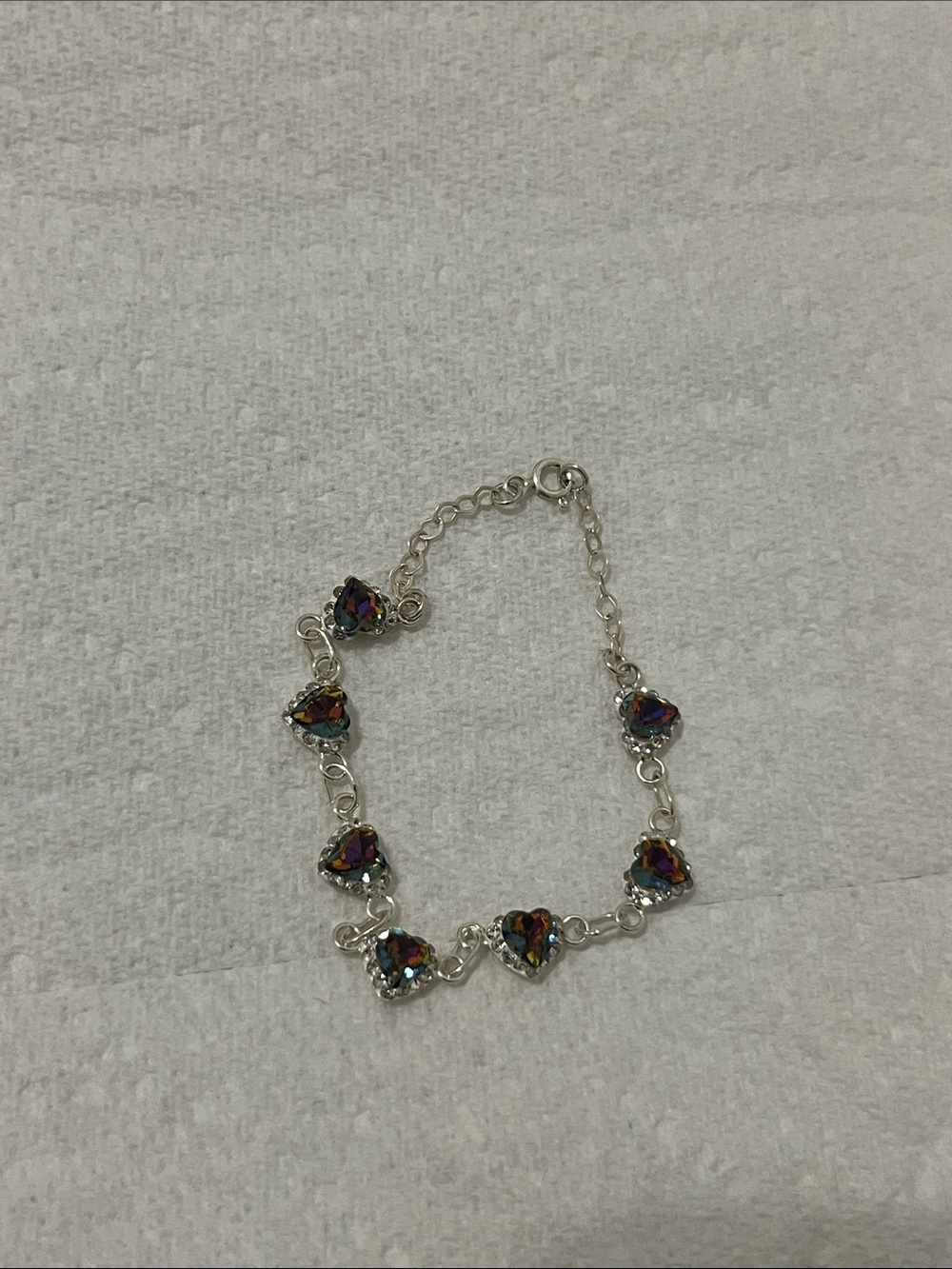 Heart Crystal Link Bracelet - Multicolor Hearts